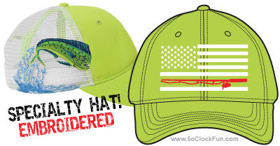 Special Edition Hat -USA FLAG with Fishing Pole - EMB-1009B Special Edition Hat -USA FLAG with Fishing Pole - EMB-1009B