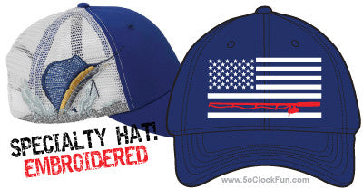Special Edition Hat -USA FLAG with Fishing Pole - EMB-1009B - Hero Ground Zero